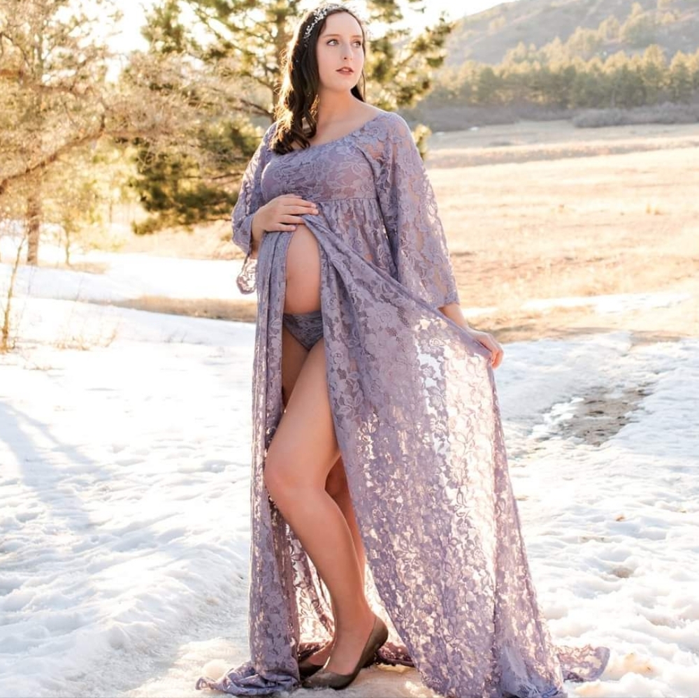 Pinkblush Maternity Dress, Size L, Purple